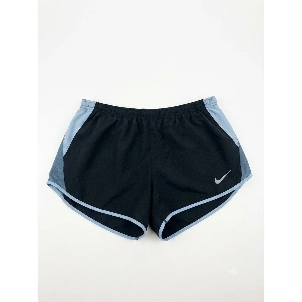 Nike Women's Dri-FIT Running Athletic Shorts Black Blue Size Large